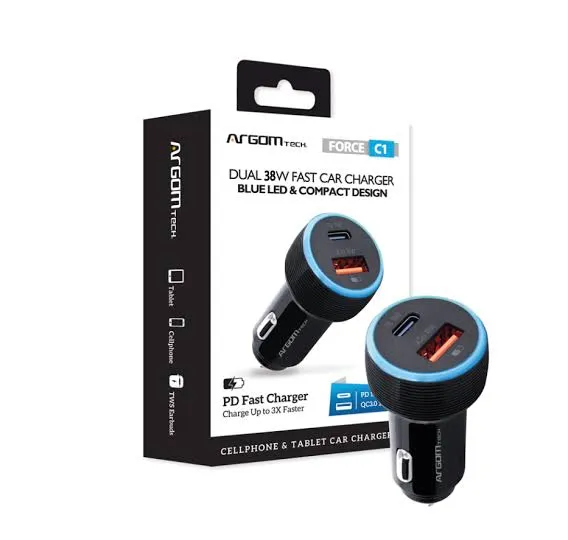 [135] CAR CHARGER ARGOM FORCE C1 38W PD TYPE-C - USB BLACK