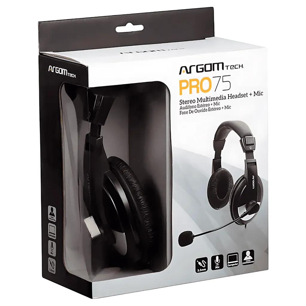 AURICULARES ARGOM PRO 75 CON MICORFONO NEGRO