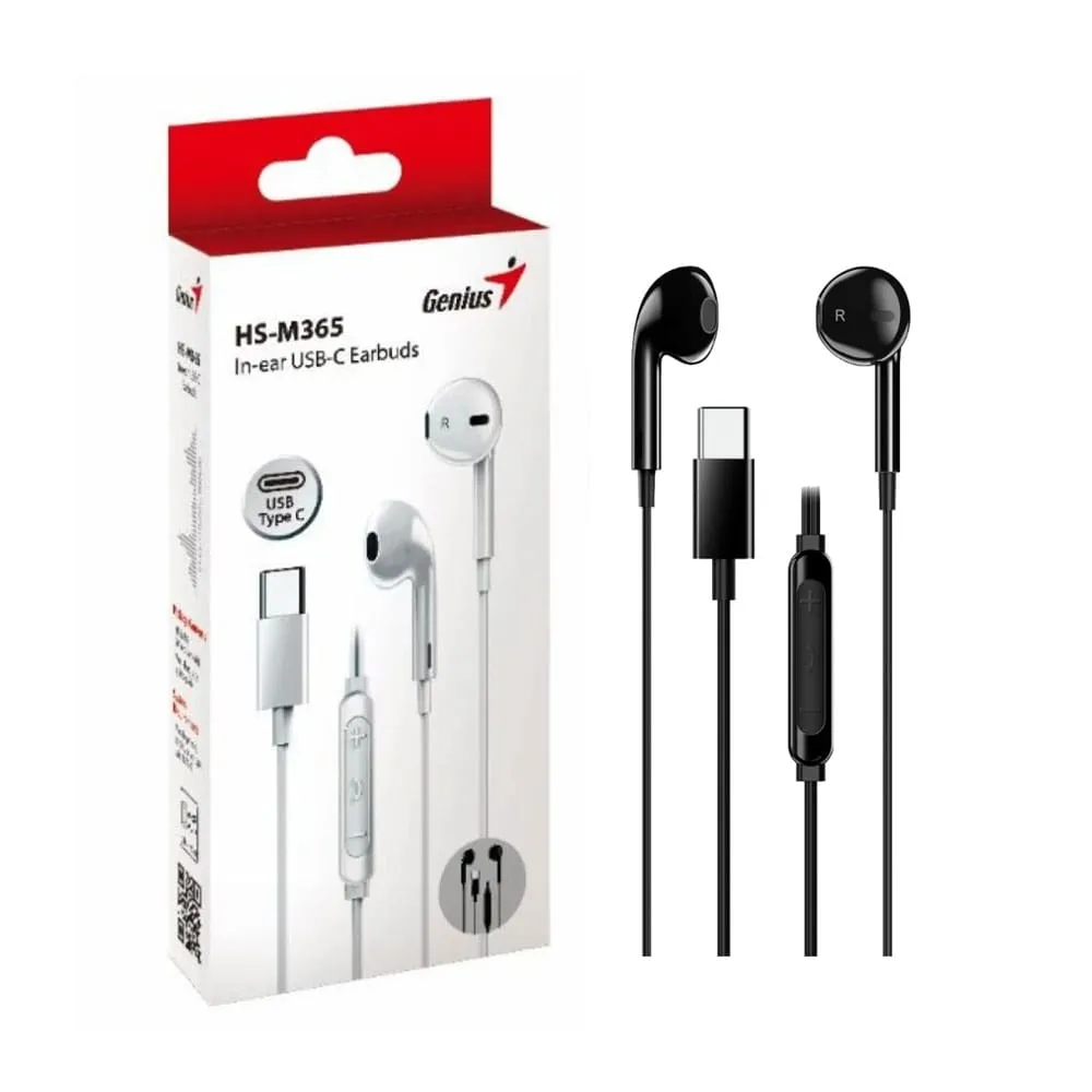 AUDIFONO CON MICROFONO GENIUS HS-M365 IN-EAR USB-C NEGRO