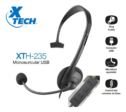 AURICULARES XTECH XTH235 MONO HEADSET USB CALL CEN